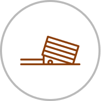 Brown mousetrap icon on black background.
